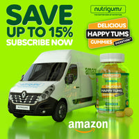 Nutrigums Happy TUMS Digestive Complex 60 Vegan Gummies. Pineapple Flavour. Gut Health with Probiotics 1.125 Billion CFU, Vitamins C, B3, B5, B6, Chamomile 1000mg and Xylitol. Two Months’ Supply by NUTRIGUMS®