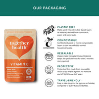 Vitamin C – Together Health – with Organic Citrus Fruits – Gentle & Easily Absorbed – Includes Naturally Occurring Bioflavonoids – Vegan Friendly – Made in The UK – Pack of 3-90 Vegecaps