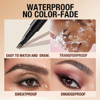 AurolaGlow 4D Forked Eyebrow Pen - Waterproof, Smudgeproof Liquid Brow Pencil - Natural-Looking Makeup, Long-Lasting, Easy Application for Defined Brows