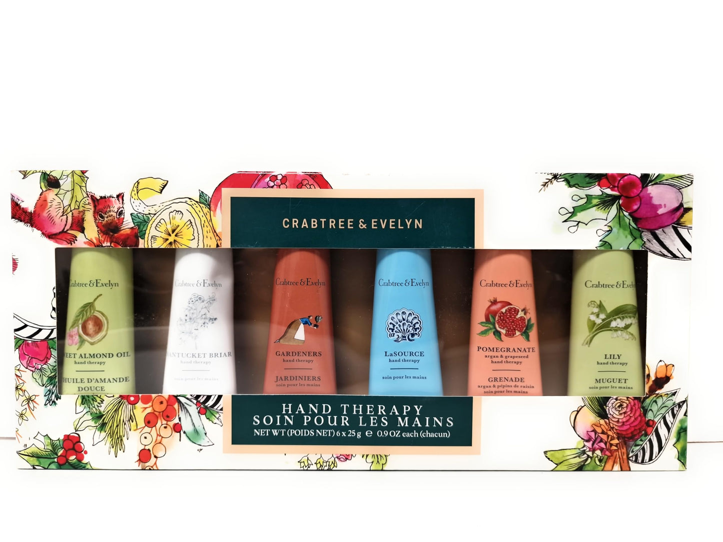 Generic Crabtree & Evelyn Six Pack Hand Therapy Cream Gift Set (6 x25ml) Pomegranate Argan and Grapeseed, Lily, LaSource, Gardeners, Nantucket Briar and Sweel Almond Oil
