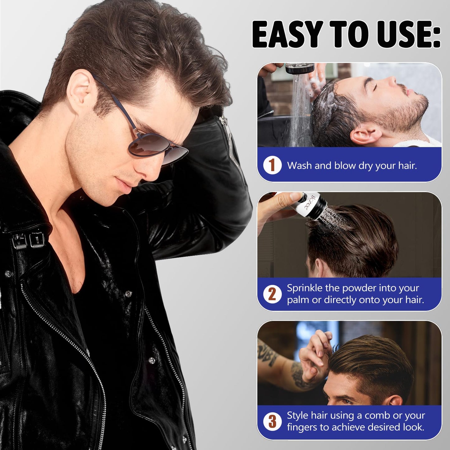 Samkeen Hair Texture Powder, 2 PCS Hair Styling Powder, Matte Hair Powder Men, Natural High Hold Hair Volume Powder,Long-Lasting Hold, Non-Greasy