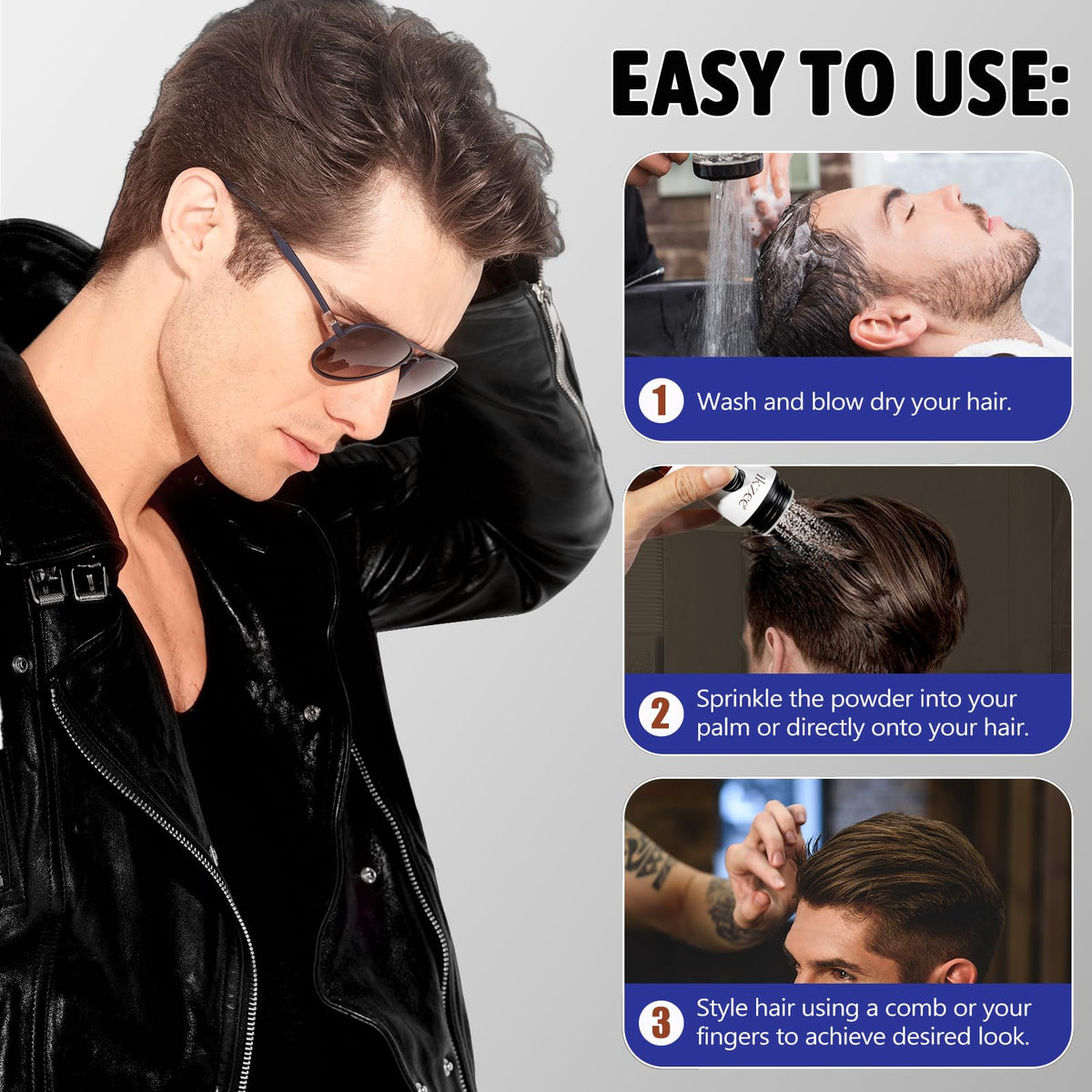 Samkeen Hair Texture Powder, 2 PCS Hair Styling Powder, Matte Hair Powder Men, Natural High Hold Hair Volume Powder,Long-Lasting Hold, Non-Greasy
