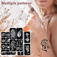 SHEBEEDO Tattoo Stencils kit,14 Sheets of Temporary Tattoos for Women,Indian and Arabian Temporary Tattoos for Finger Hands Body Painting,Realistic Semi - Permanent Fake Tattoos