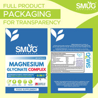 Magnesium Glycinate Complex British Made 5-in-1 by SMUG Supplements - 60 Capsules - Advanced Blend Combining Magnesium Glycinate, Citrate and Malate. with Added Vitamin B6 and Zinc.