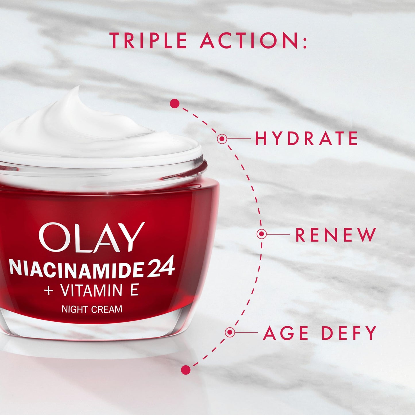Olay Niacinamide 24 + Vitamin E Moisturiser, Night Cream With 99% Pure Niacinamide Vitamin E & Shea Butter' Fragrance Free, 50ml