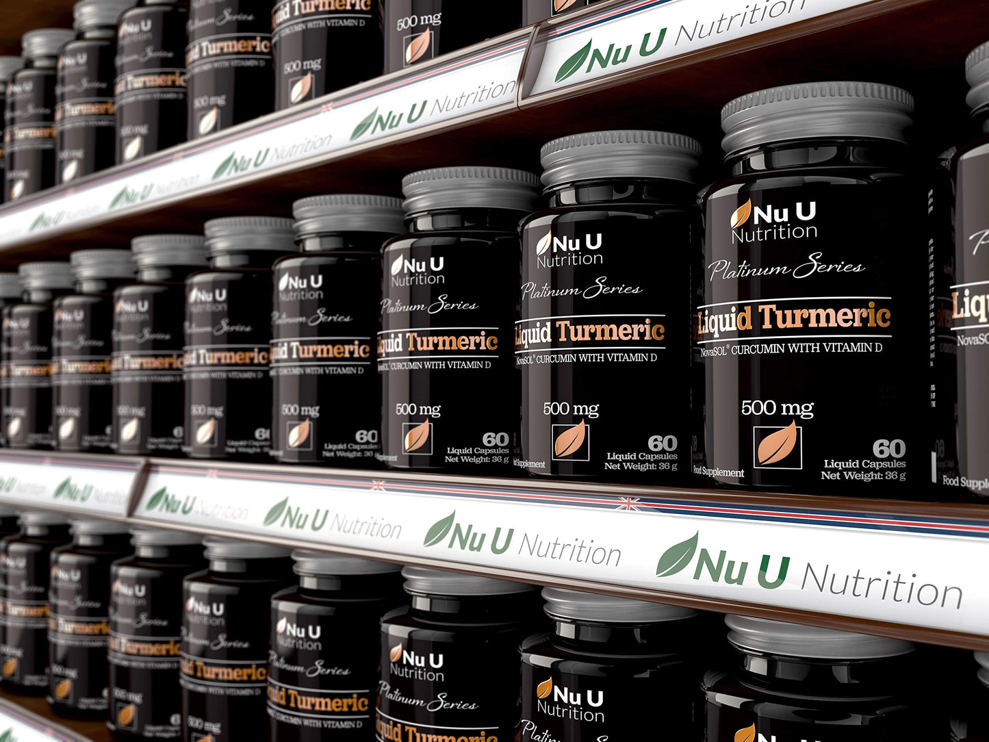 Nu U Nutrition Turmeric Curcumin Capsules (Liquid) with Vitamin D | 185 More Bioavailability NovaSOL® Curcumin | High Strength Vegetarian Premium Liquid Turmeric Curcumin not Tablets Made in The UK