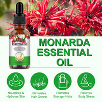 Monarda Essential Oil for Hair Growth,100% Pure & Natural Monarda Oil for Healthier Thicker Fuller Hair,Eliminate Hair Split Ends, Repairs Damaged Hair & Skin For Men & Women 60ml