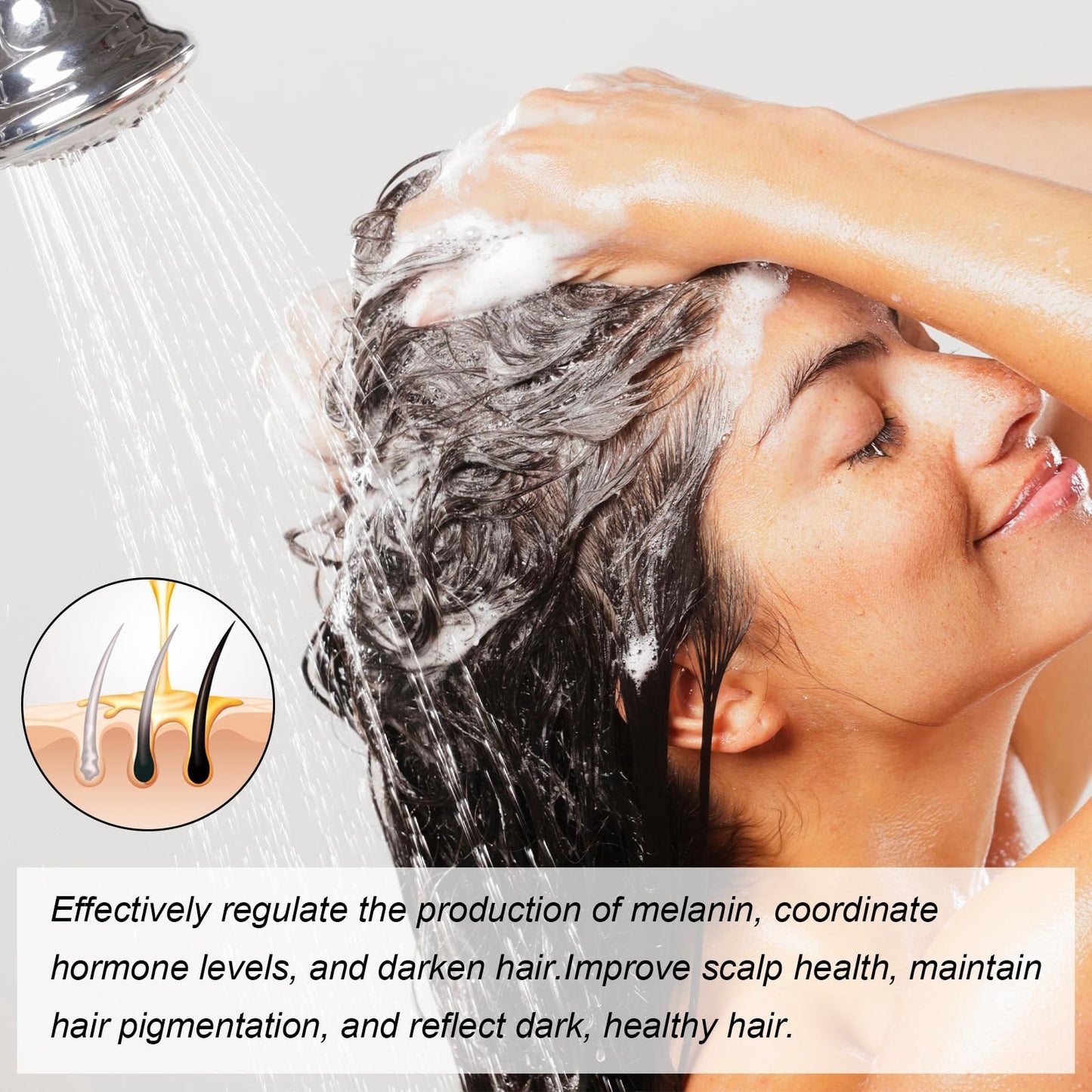 SingHao Polar Hair Dye Shampoo,Hair Color Sha/mpoo 3 in 1,Polar Ha/ir Care,H/air Colour Sham/poo for Women Grey Ha/ir Coverage,Home Ha/ir Dy/e Pu/re Plant Extract,Hai/r Care Instant Dye Shampoo(Black)