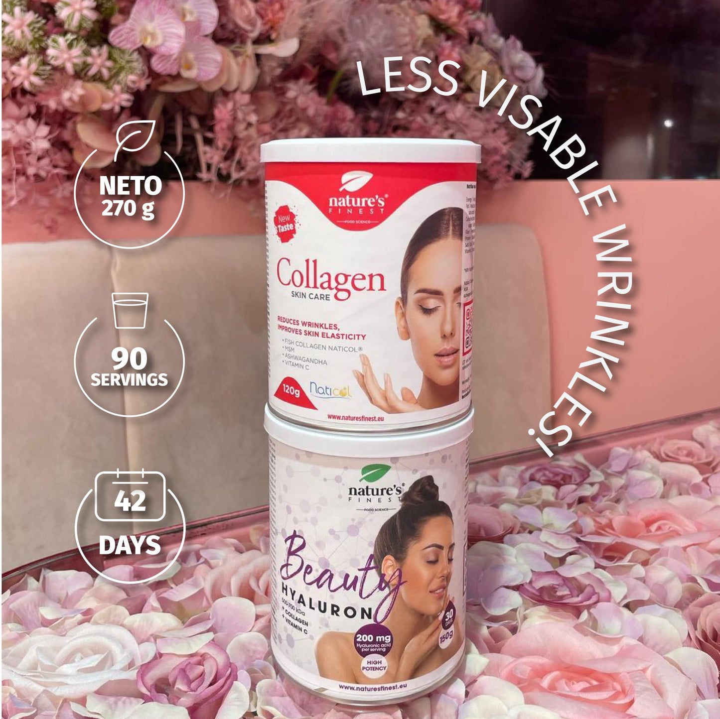 Nature's Finest by Nutrisslim Best Marine Collagen for Women with Hyaluronic Acid, Vitamin C and MSM - Fish Collagen (5000mg) - Collagen Skincare + Beauty Hyaluron