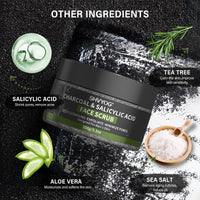 SHVYOG Men's Face Scrub, Bamboo Charcoal Salicylic Acid Face Exfoliant, Facial Peeling Improves Blackheads, Acne, Clogged Pores, Cleansing Oil Control, Pre-shave Care for Men, with Facial Cleansing Brush