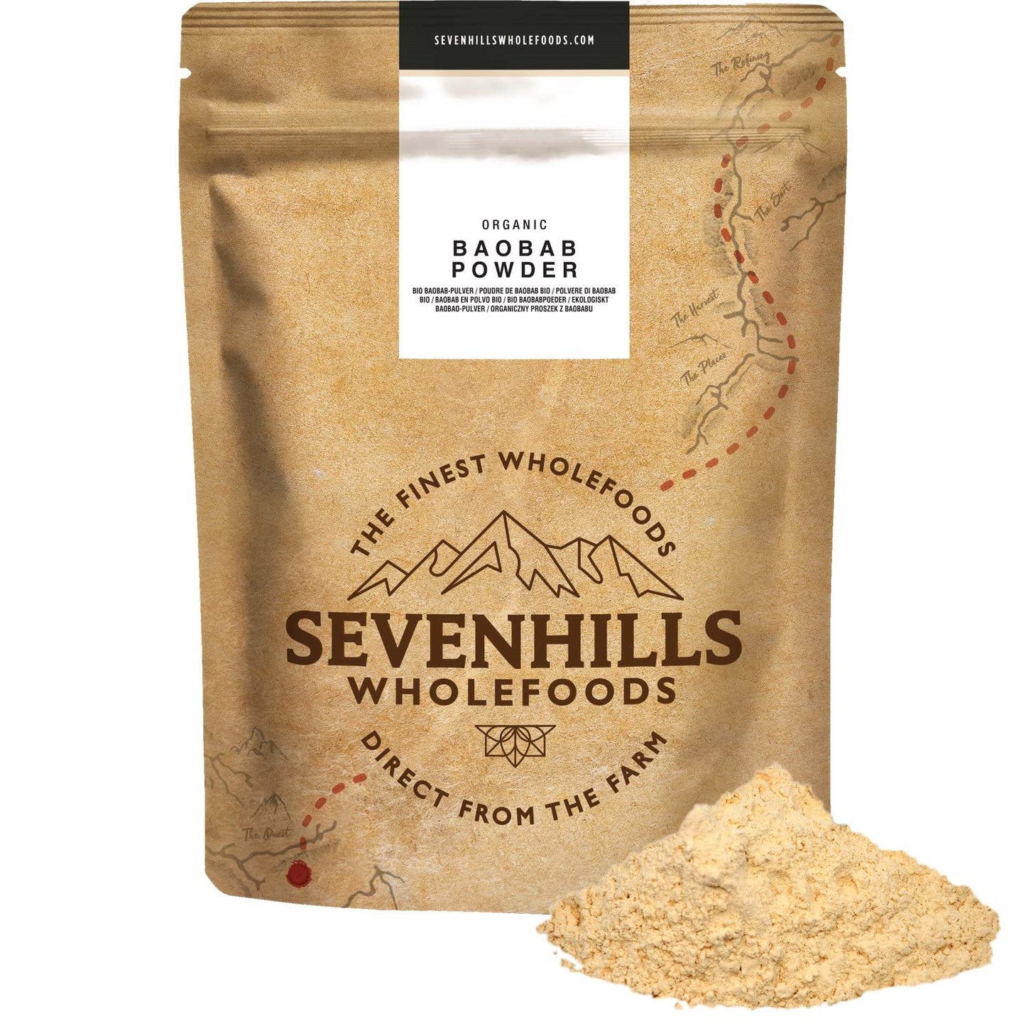 Sevenhills Wholefoods Organic Raw Baobab Powder 500g, Wild-Harvested in Africa