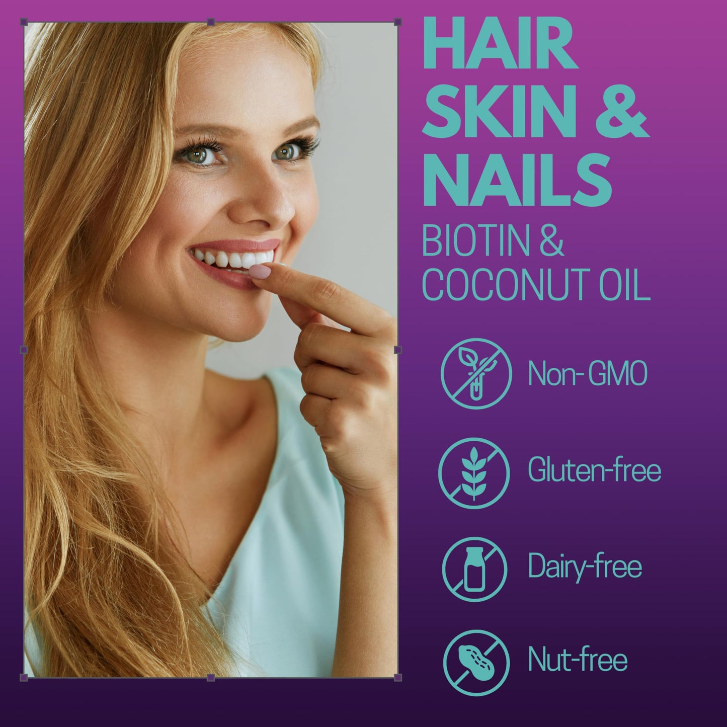 Hair, Skin & Nails - Biotin & Coconut Vegan Melts, 90 Day Supply, 10,000µg of Biotin, 5mg Coconut Oil, Hair Growth Supplement, Vitamins for Men & Women