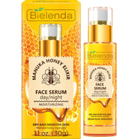 Bielenda Manuka Honey Nutri Elixir - Improves Skin Condition, Makes The Complexion Radiantly Glowing - Manuka Honey Nourishing And Moisturizing Face Serum Day/Night For Dry And Sensitive Skin - 30 g