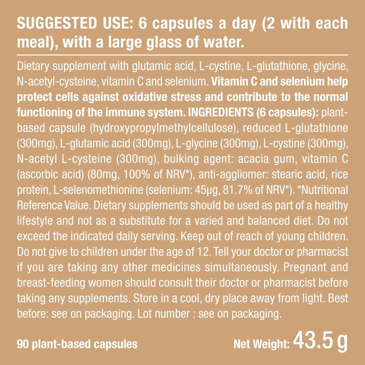 Glutathione - Reduced to 98% - Formula with Precursors Including NAC + Vitamin C - Boosts Immunity, Antioxidant, Anti-ageing, Brighter Skin - 90 Vegan Capsules - Nutrimea - Made in France