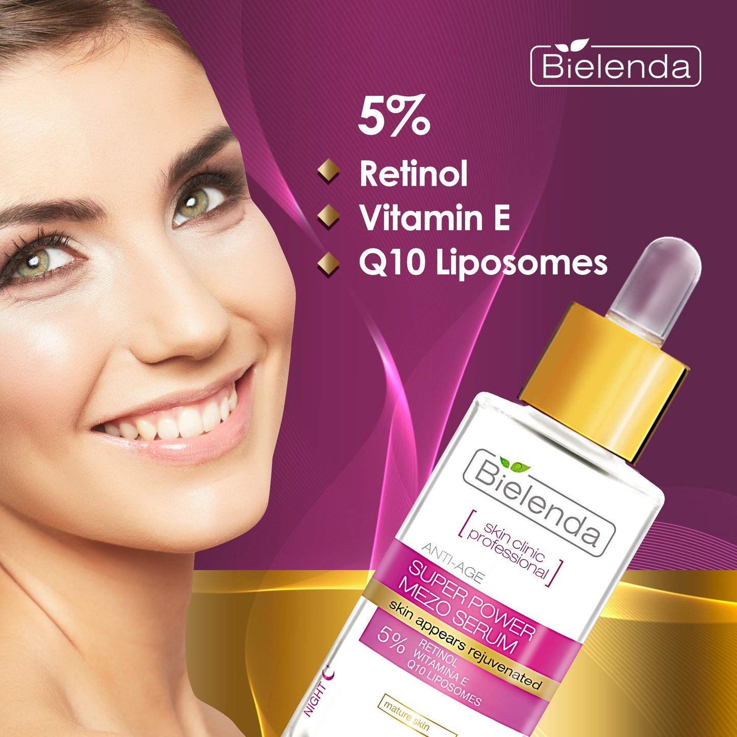 Bielenda Skin Clinic - Face Serum - Reduces Wrinkles Improves Firmness, Elasticity, Smoothes And Revitalizes Skin Cells - Skin Clinic Professional Face Serum With Retinol And Q10-30 ml