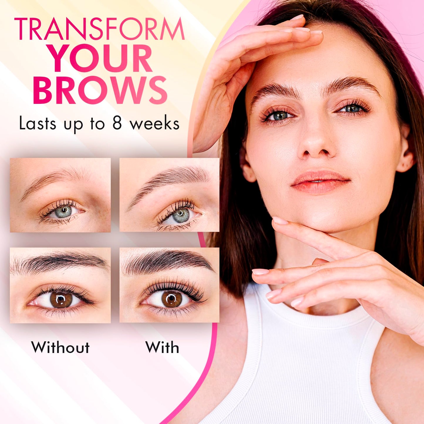 Eye Brow Lamination Kit, Eyebrow Lamination for Beginner/Professional, Laminated Brows Lasts 6-8 Weeks, 15 Applications - Instructions, Safe & Effective