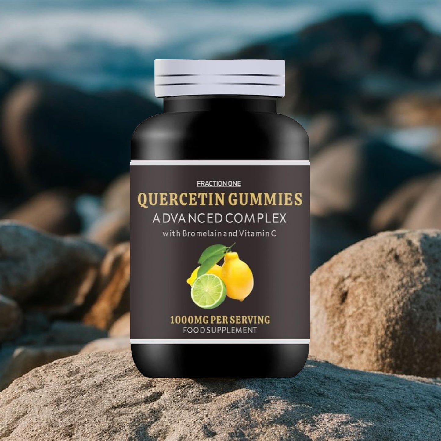 Fraction One Quercetin Gummies Enhanced with Bromelain, Vitamin C - Quercetin 1000mg - 120 Gummies - 60 Servings - Quercetin Complex - Quercetin Supplement -Antioxidant Supplement for Immune Support