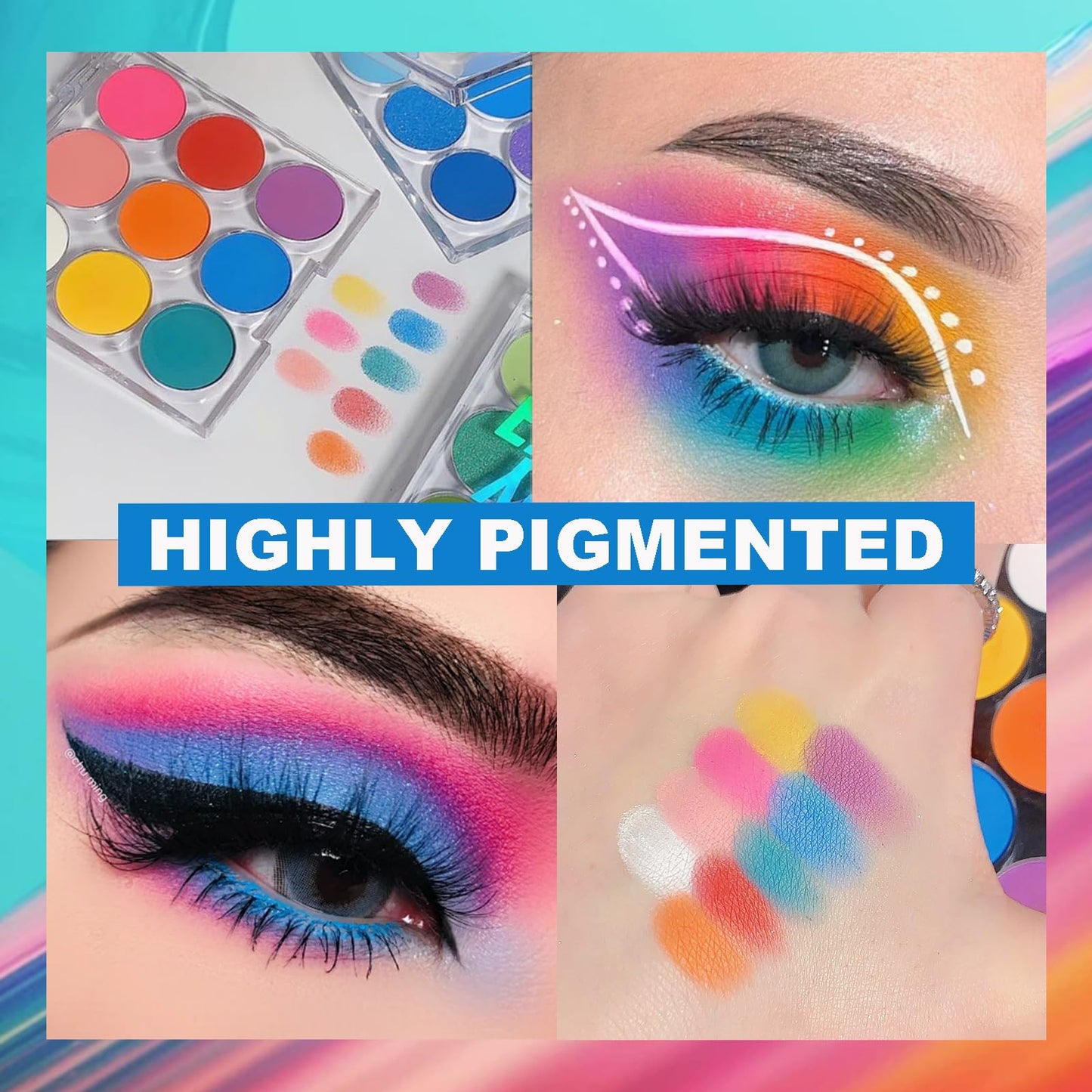 QUIWEN Highly Pigmented Eyeshadow Palette, Colorful Rainbow Matte Eye Shadow Palette, Red Blue Green Pink Purple Matte Eyeshadow Palette, Long Lasting Waterproof Bright Eye Shadow Make Up Pallet With Brush