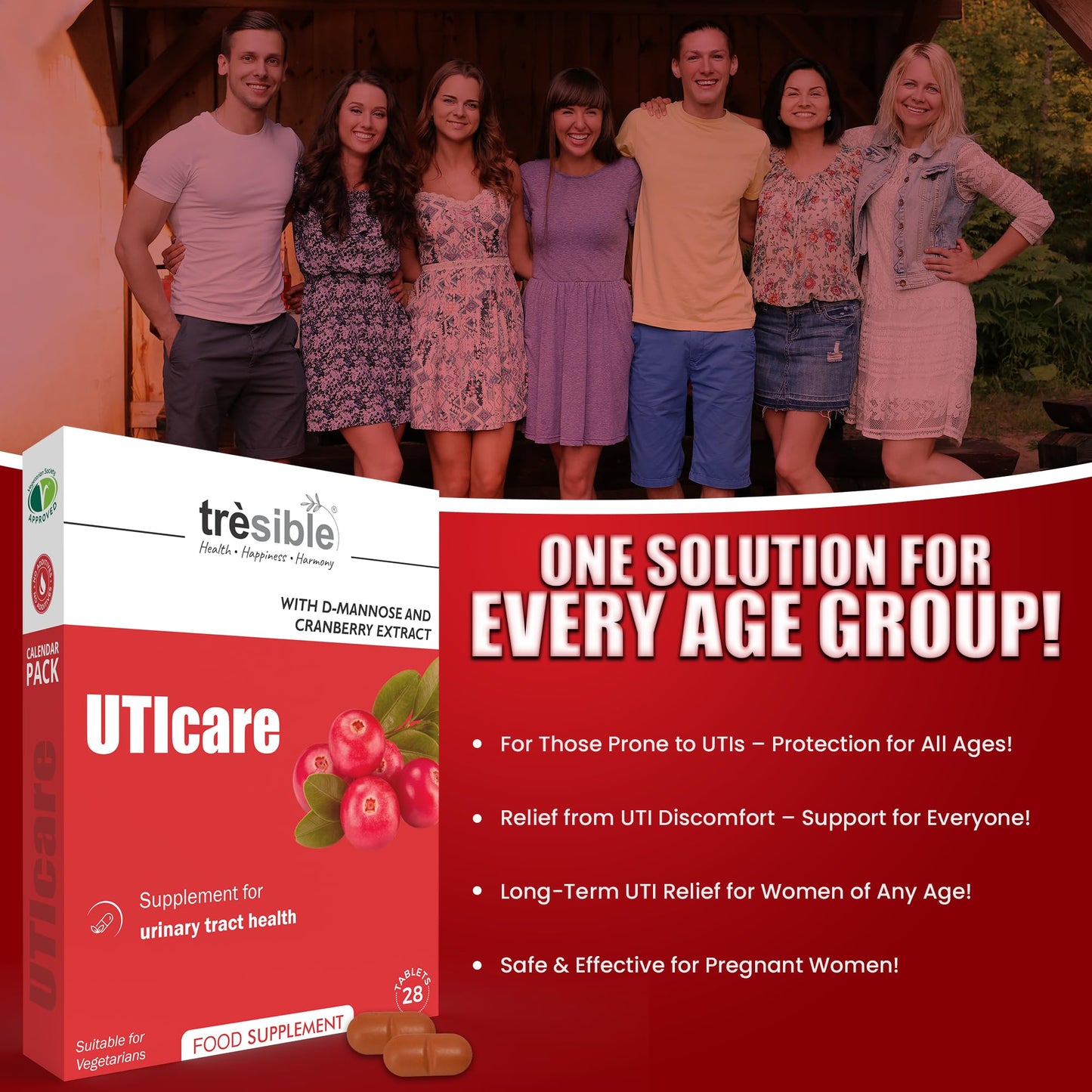 Tresible Trèsible Uticare D-Mannose & Cranberry Tablets for Urinary Infections (Pack of 3) - Natural Daily Supplement for Bladder Strength & UTI Treatment for Women, Veg & Gluten-Free, 12-Week Supply