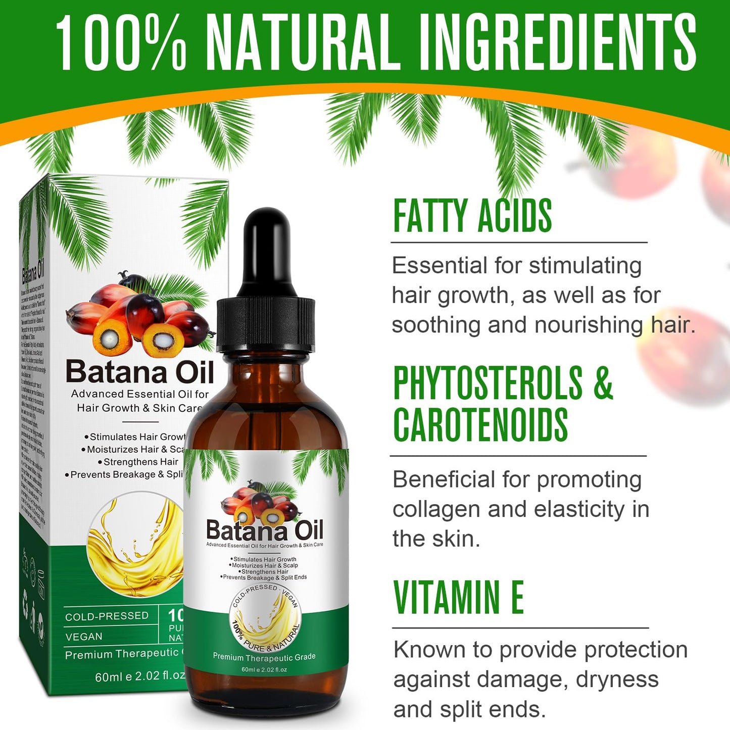 Generic Batana Oil for Hair Growth (60 ml) 2 Pack, Eliminates Split Ends-Prevent Hair Loss, batana oil for hair growth dr sebi, For Thicker & Stronger Hair, Repairs Damaged Hair & Skin