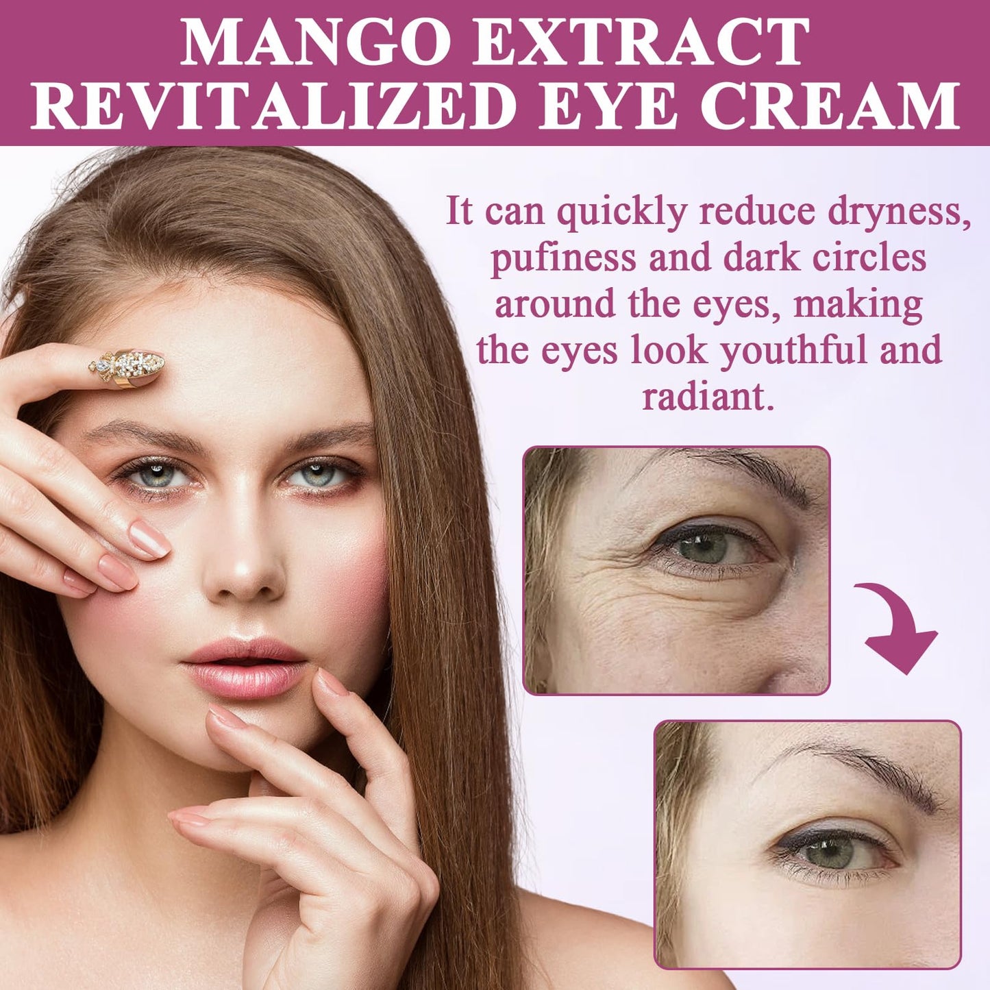 GMHLLES Mango Revitalize Eye Cream,Mango Activating And Firming Eyecream Ffirming Eyelift Serum Moisturizing Wrinkles Eyecreams Repair Dark Circles and Eye Bags (2PCS )