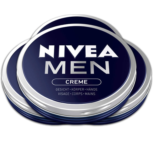 Nivea Men Creme Pack of 4 (4 x 75 ml), Intensive Everyday Face, Body and Hand Cream with Vitamin E, A Moisturising Cream for The Whole Body