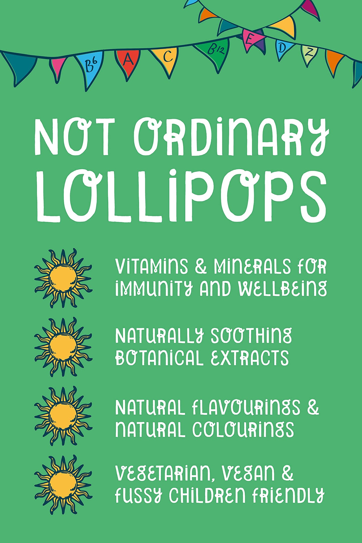 Healthipops Vitamin & Mineral Lollipops Kids' Multivit Suitable for Ages 4+ with Added Vitamin A, B6, B12, C, D3, E & Zinc, Strawberry Flavour 14 Lollipops