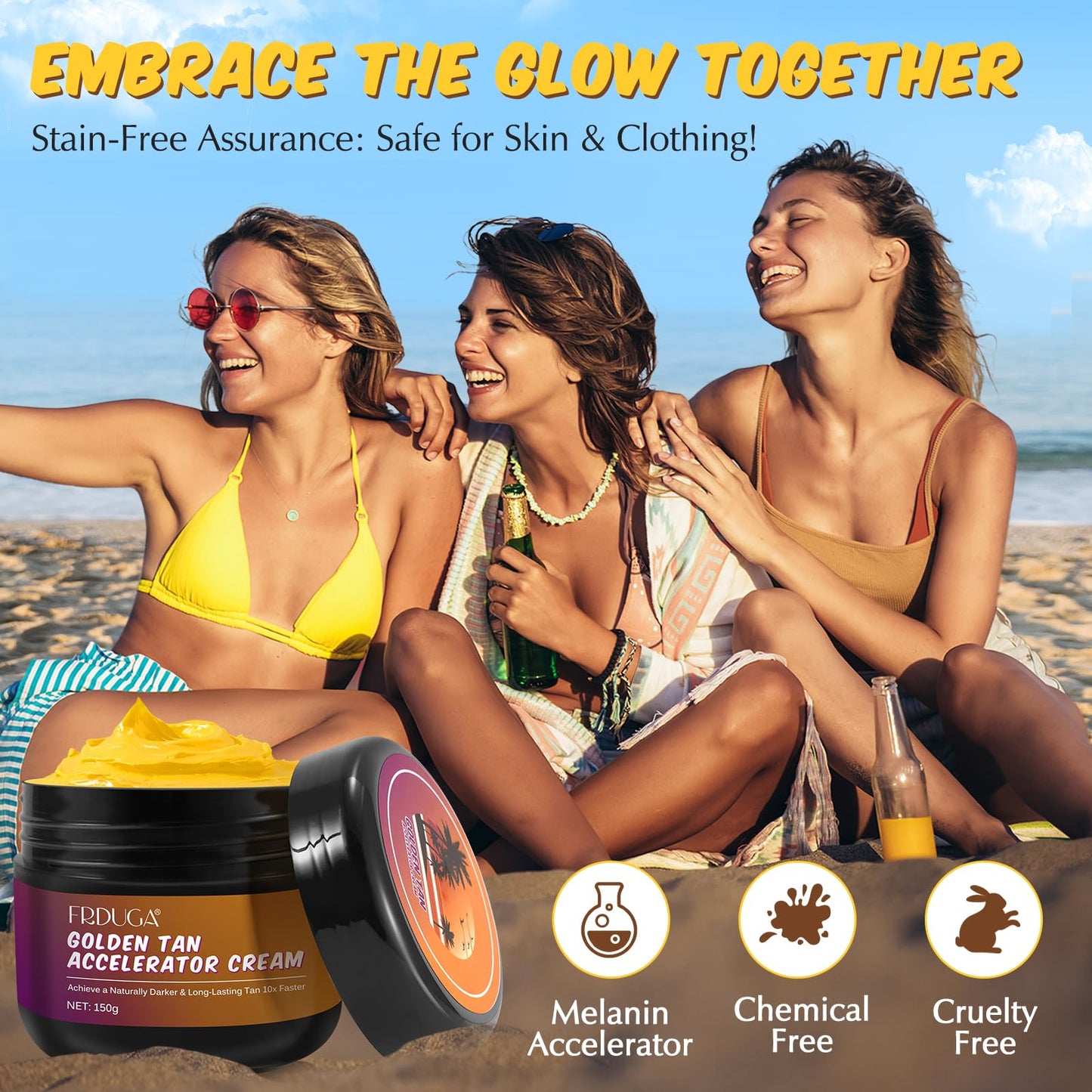 Generic Tanning Accelerator Cream, Sun Bed Tanning Accelerator, Intensive Tanning Cream for Fast and Natural Tan, Long-Lasting Hydrating Formula 150g