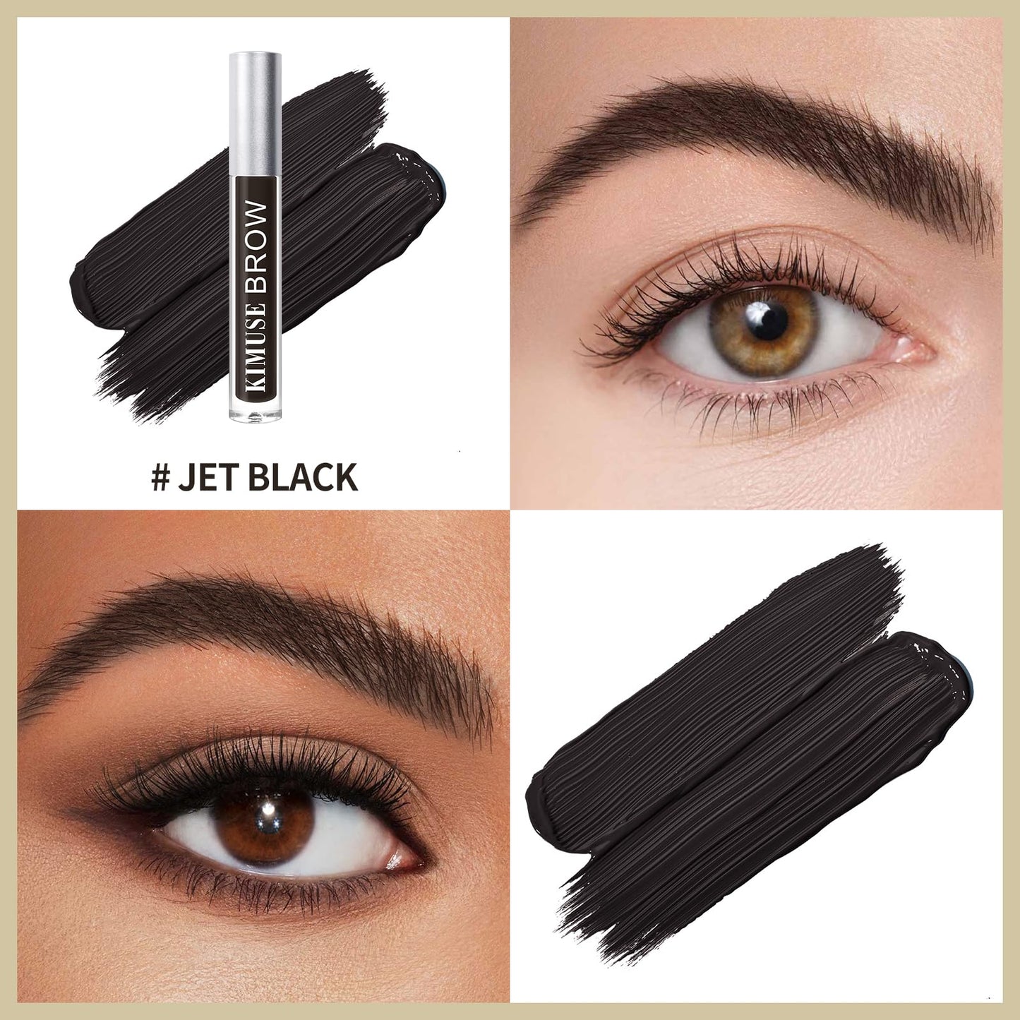 KIMUSE Eyebrow Gel, Eye Brow Tint, Waterproof, Long-Lasting, Smudge-Proof, Transfer-Proof (JETBLACK)
