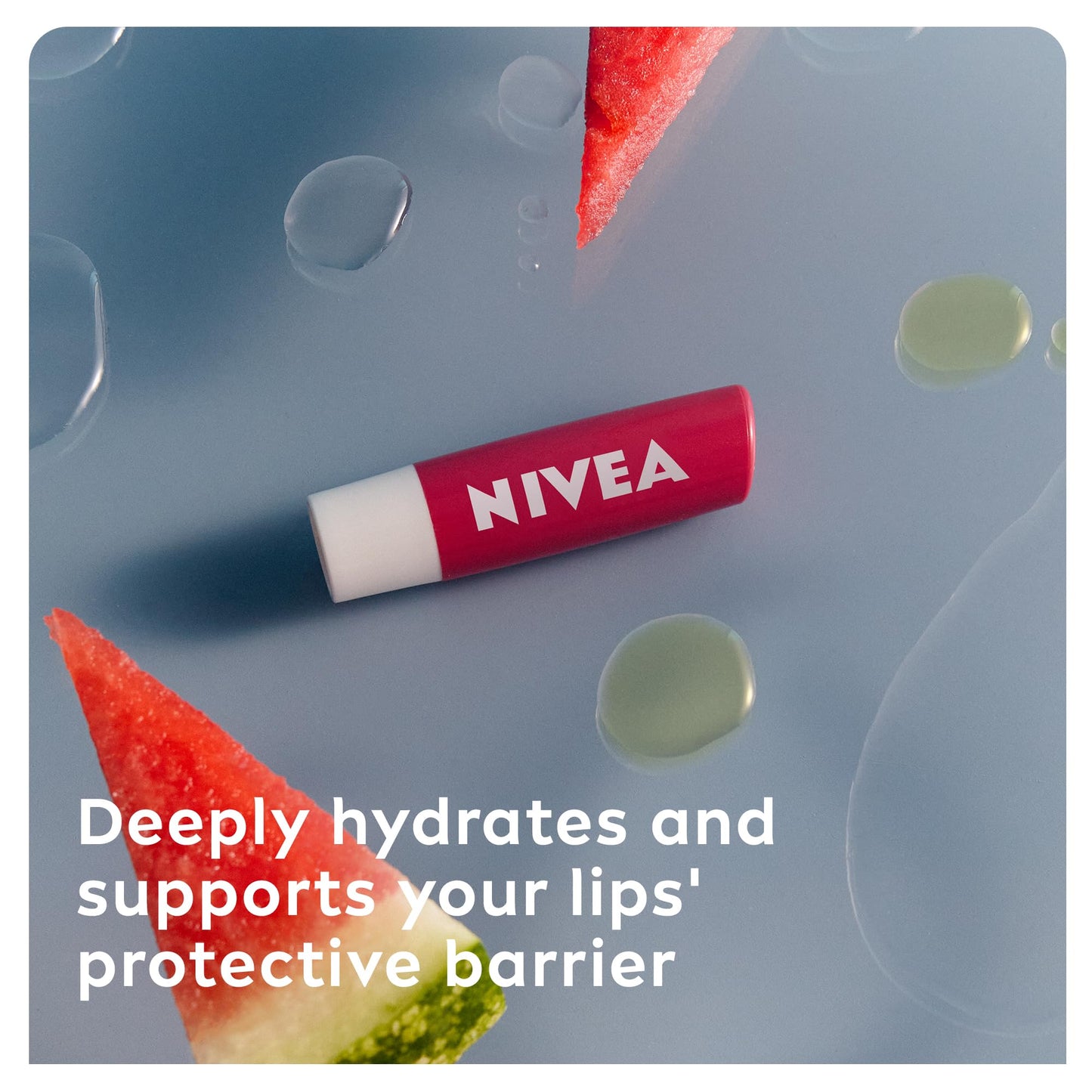 NIVEA Watermelon Shine Lip Balm (4.8g), Flavoured Lip Balm with Shea Butter, Natural Oils and Vitamins, Provides 24h Moisture and a Pink Shine, Vegan Lip Care Formula