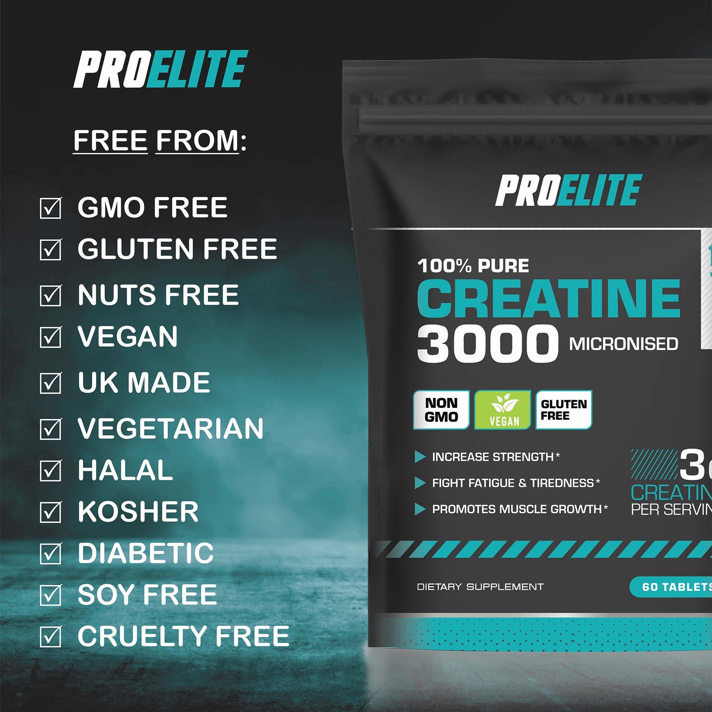 Creatine Monohydrate 3000mg - 420 Tablets - Gym Energy Supplement for Men & Women for Workout - Micronised Creatine Powder Capsules Alternative - Vegan & Keto Unflavoured by PROELITE
