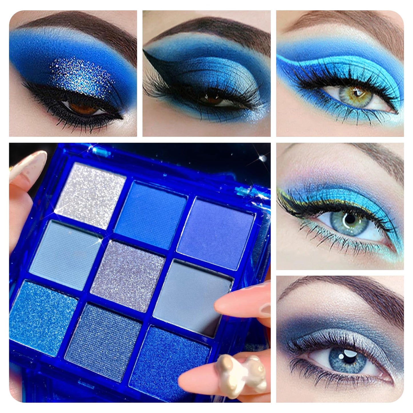 Leogony Blue Eyeshadow Palette, Matte Eye Shadows Pallets Women, Glitter Eye Shadow Palettes for Girl Makeup