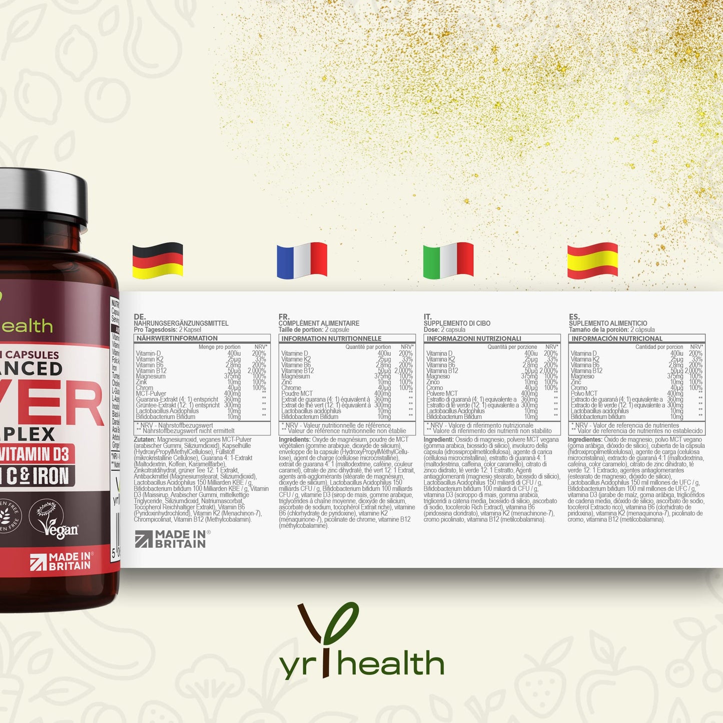 yrhealth Vegan Liver Support Supplement - Liver Tablets with Vitamin C, Acai, Ginger Root, Turmeric- 30 Day Liver Detox Capsules, Cleanse & Support Men & Women - Made in The UK by YrHealth
