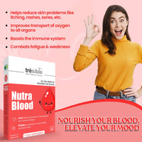 Tresible Trèsible Nutra Blood Iron Tablets High Strength (4-Week Supply) Vitamins C, B12 - B6 & Folic Acid Iron Supplement for Women & Men to Reduce Tiredness and Support Immunity, Iron Tablets Women & Men