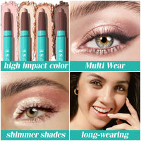 KIMUSE 6PCS Shimmer Cream Eyeshadow Stick,Brightener Eyeshadow Pencil Crayon,Waterproof Eye Shadow Stick Sets with Crease-proof, Smudge-proof and Long Lasting Eye Shadow Make Up
