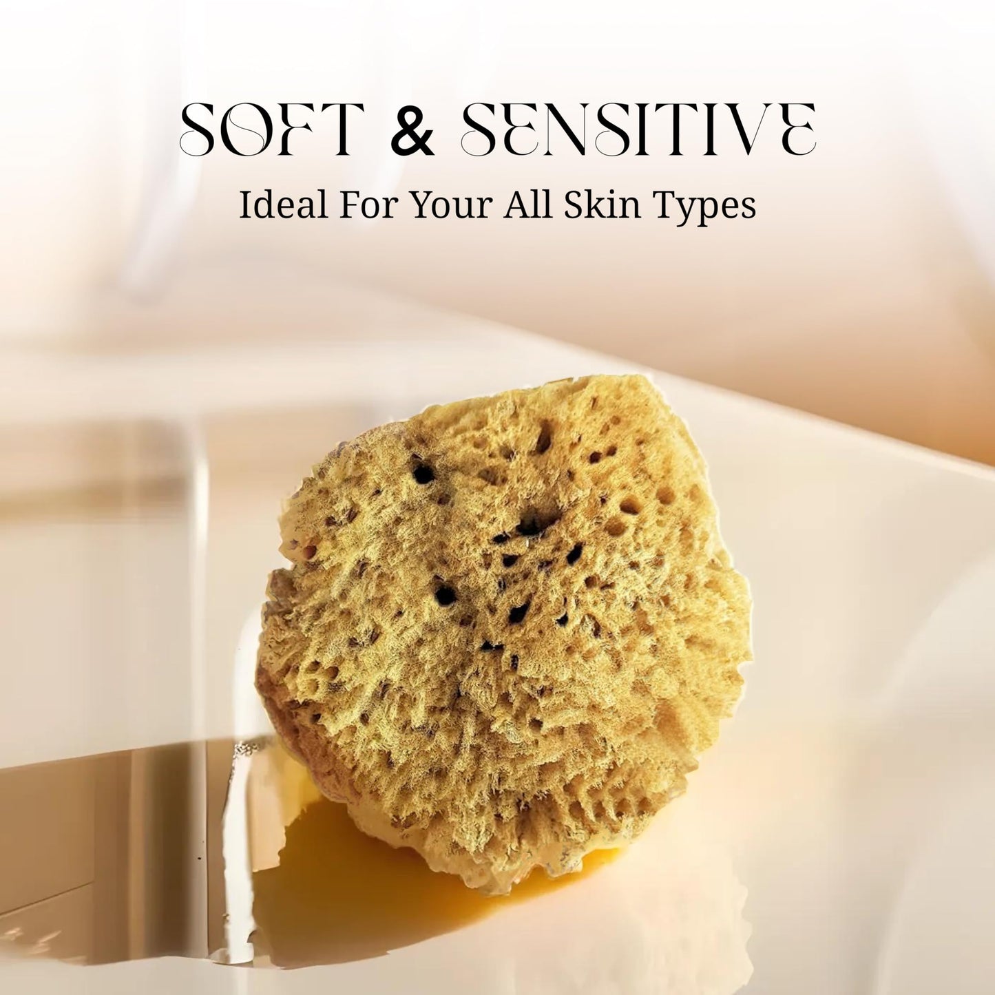 Natural Sponge - Grass Sea Sponge for Bath and Shower | Unbleached Bathing Sponge for Adults & Children (Small (4-4.5"/10-11cm), Pack of 4)