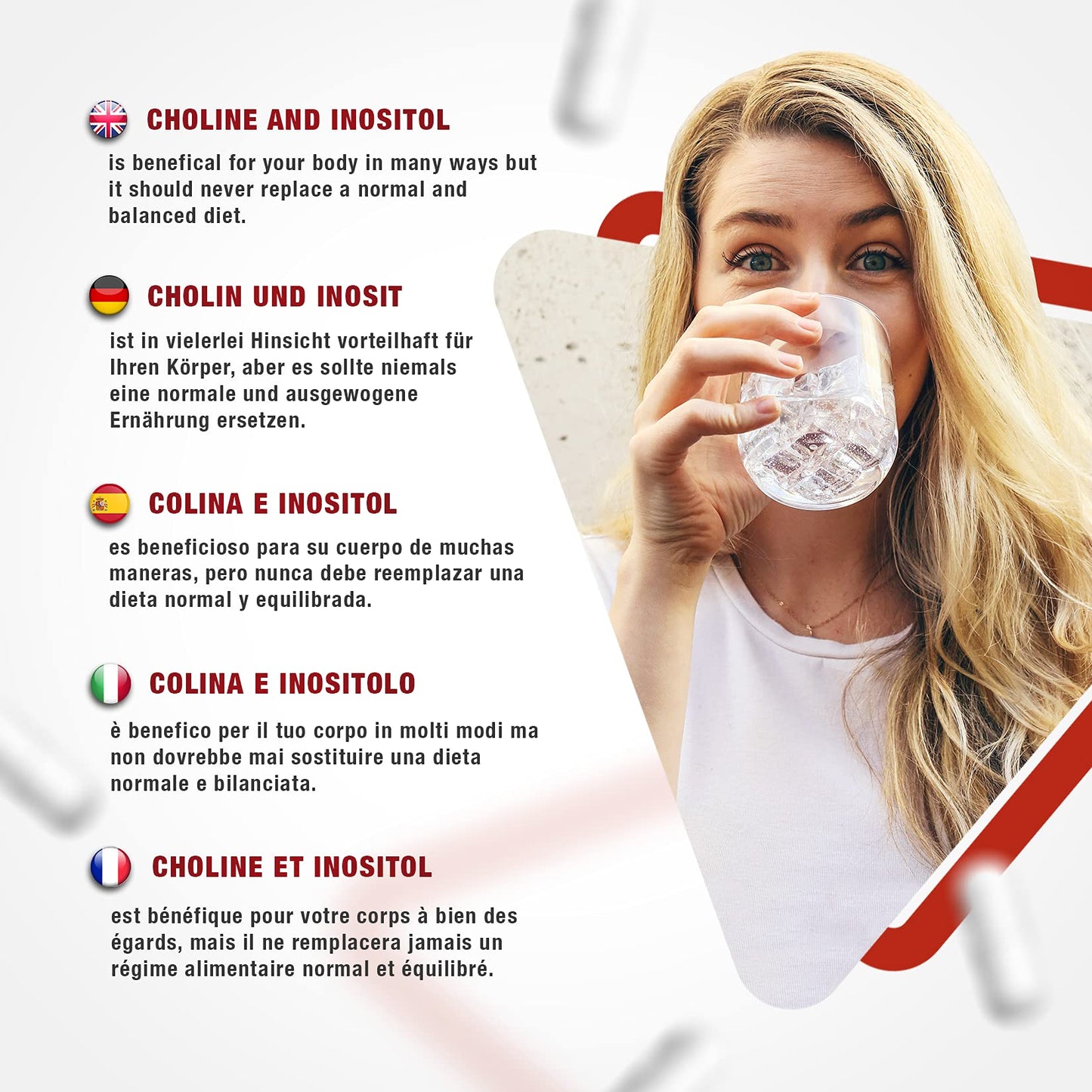Choline Inositol Capsules - 900mg (450 mg + 450 mg) per Capsule - 70 pcs (2+ Month Supply) of Rapidly Disintegrating Capsules, with 450mg of Cholin Bitartrate and 450mg of Myo Inositol Powder