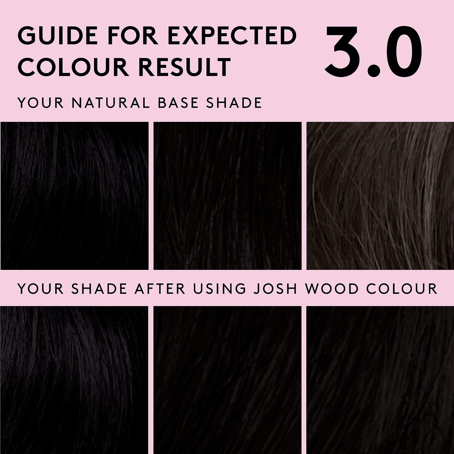 Josh Wood Colour - Ammonia-Free Hair Dye - Permanent Hair Colour with 100% Grey Coverage - Vegan Friendly, Natural-Looking Results, Shiny & Hydrated Hair | 3.0 (Natural Black)