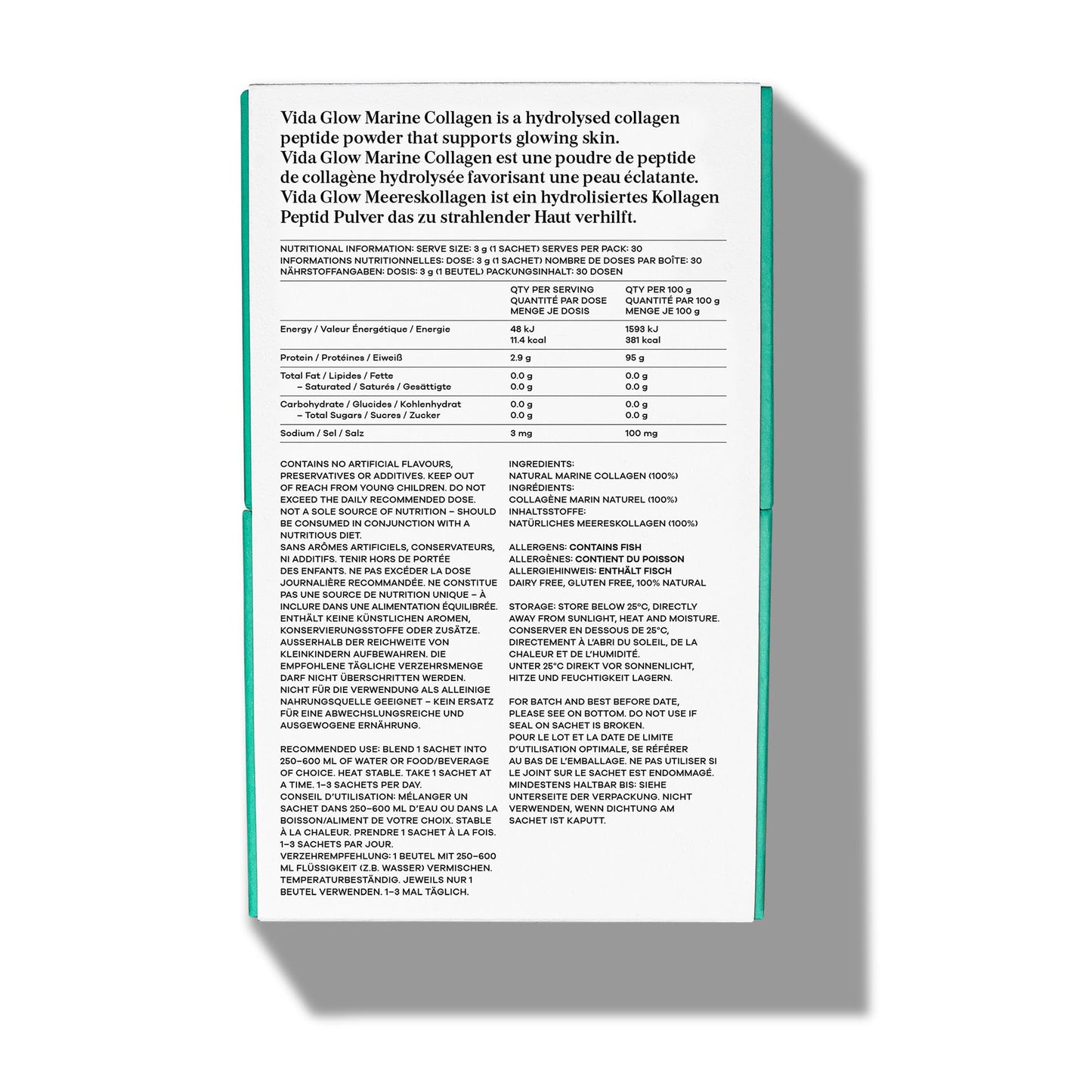 Vida Glow - Natural Hydrolysed Marine Collagen Sachets | Promotes Glowing Skin + Smooths Fine Lines (Original, 30 Sachets)