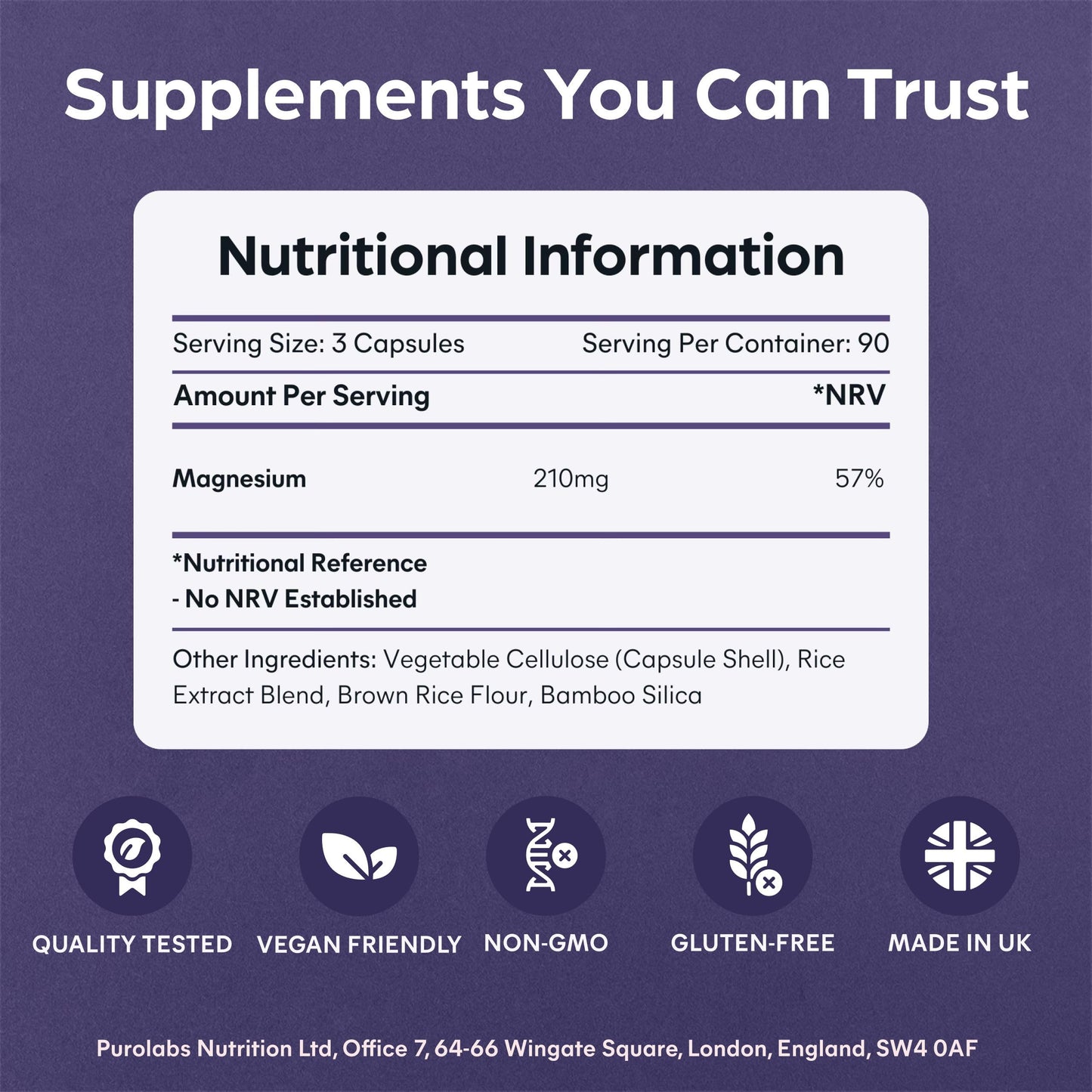 Purolabs Magnesium Citrate - High Strength Non-Buffered Magnesium - Superior Absorption for Sleep, Energy & Muscle Function - Vegan - Clean Formula - 90 Capsules