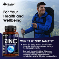 Zinc 50mg High Strength - Zinc Tablets with Copper, Pure Zinc Supplements Contributes Towards The Immune System, Bone Health and Fertility, Vegan, Non-GMO, Made in UK by New Leaf 120 Tablets