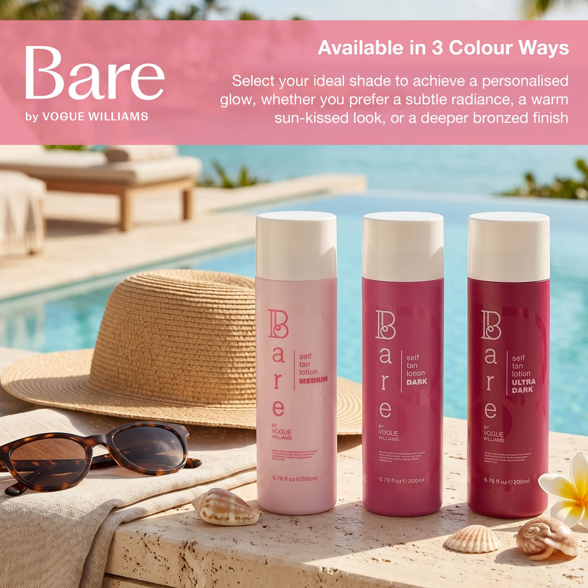 Bare by Vogue - Medium Tan Self-Tanning Lotion - Suitable for All Skin Types - Self Tanner for Face & Body - Long-Lasting Fake Tan - 200ML