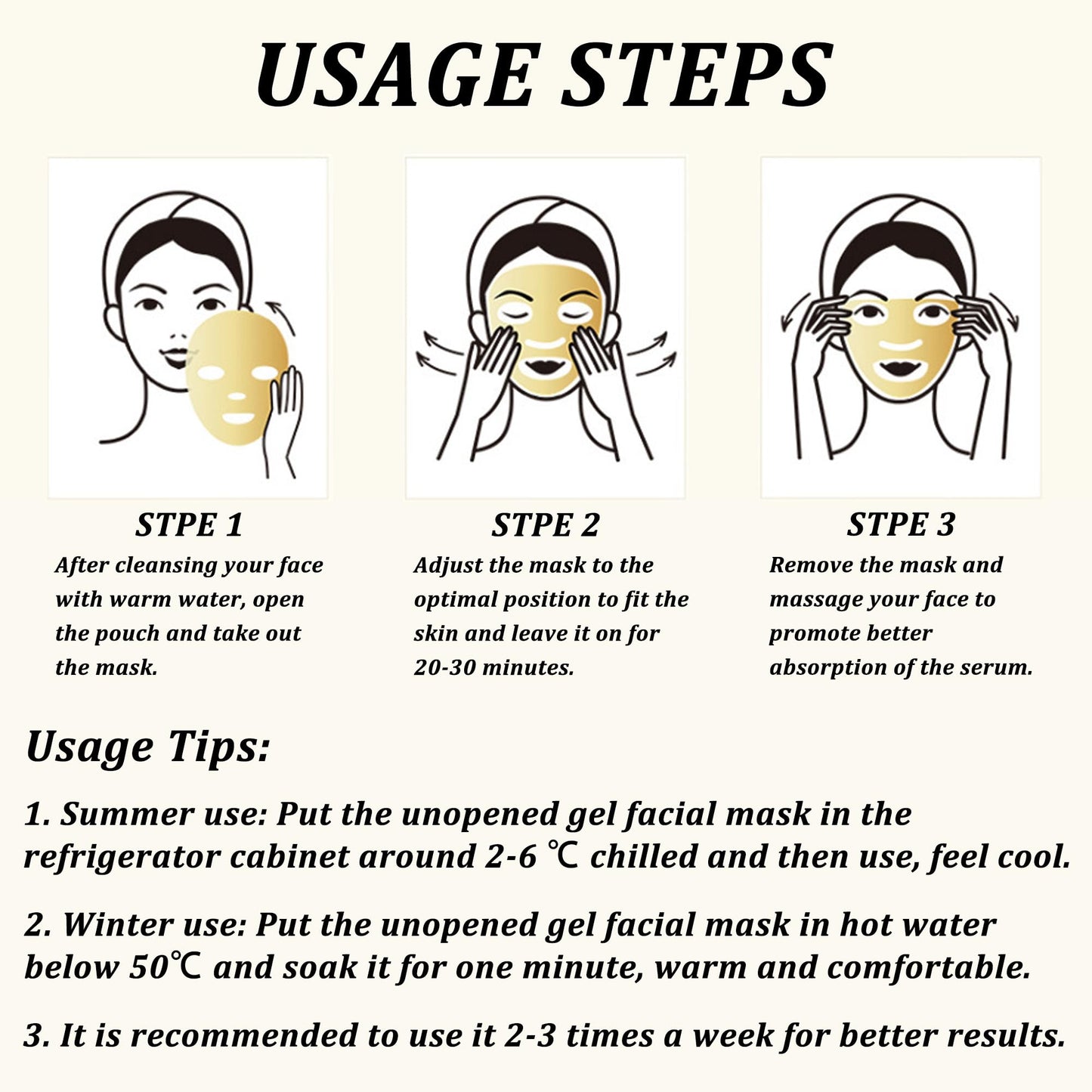 10 x 24K Gold Bio Collagen Face Mask Crystal Gold Powder Gel Facial Masks Anti Ageing Hydrating Moisturizing Brightening Skincare for All Skin Types