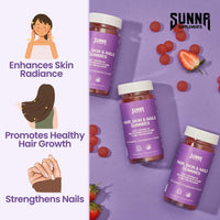 SUNNA SUPPLEMENTS Halal Hair, Skin & Nails Gummies – Biotin, Zinc & multivitamins Gummies for Hair Growth, Strong Nails & Radiant Skin – Gelatin-Free, Vegan Hair Vitamins for Women & Men – 60 Gummies