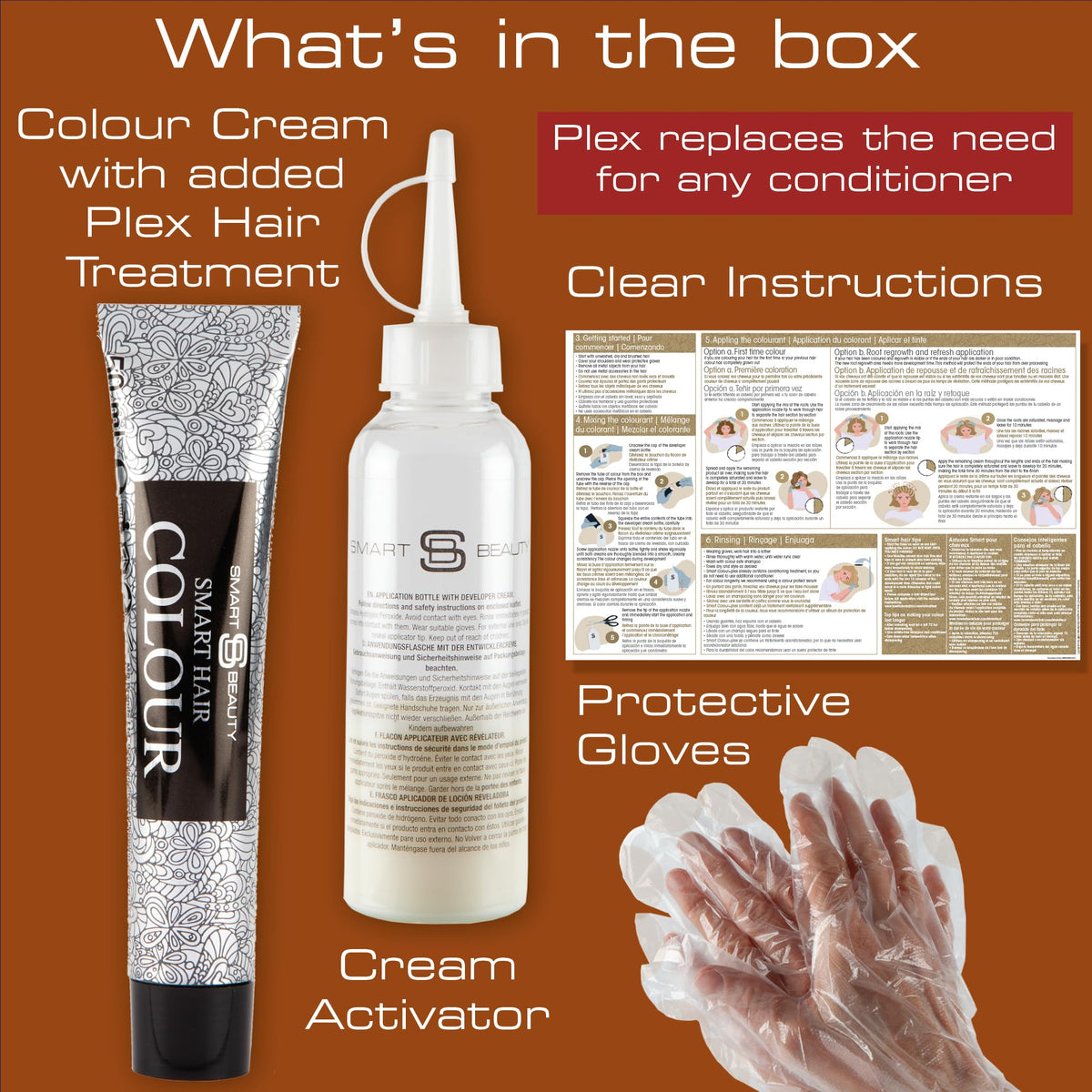 Copper Hair Dye Permanent with Plex Hair Care, PPD free hair dye 100% Grey Hair Coverage hair dye kit Ginger Permanent Hair Colour for women or men Cruelty-Free Vegan Hair Dye Smart Beauty (pack of 3)
