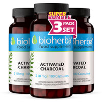 Activated Charcoal 210 mg – 200 Capsules Natural Detoxifying Supplement for Digestive Support and Bloating Relief by BIOHERBA