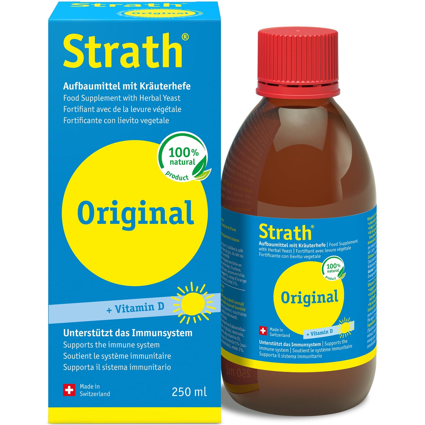 Strath Plus Vitamin D Liquid - Naturally Fermented Vitamin Food Supplement with Fermented Herbal Yeast & Vitamin D (250ml)