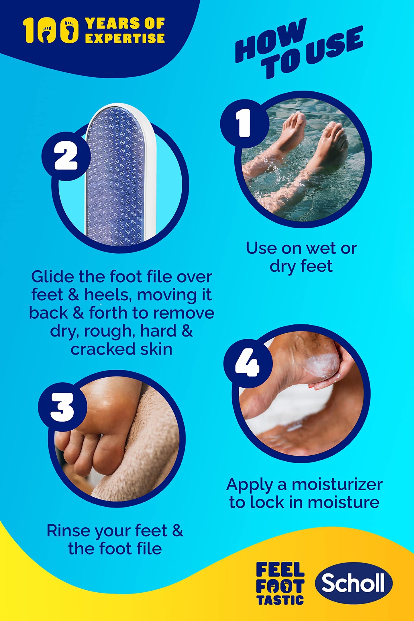 Scholl Nano-Glass Foot File and Callus Remover - Comfortable, Gentle Hard Skin and Callus Removal