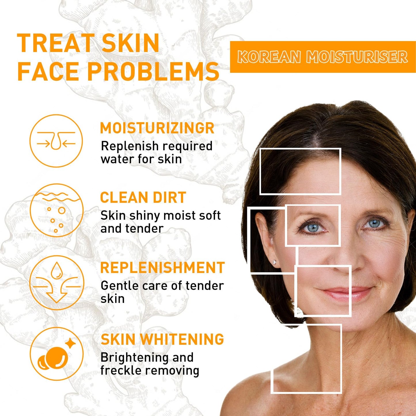 Korean Turmeric Face Cream - Anti-Aging Turmeric Cream & Face Moisturiser for Dull & Dry Skin - K Beauty Skincare with Hyaluronic Acid, Glycolic Acid, Aloe & Shea Butter - Ultra Glow Cream for Women