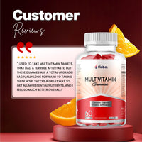 Flebo Vegan Adult Multivitamin Gummies for Women and Men - Vitamin A, B6, D, Iodine & Zinc - 60 Two - A - Day Gummies I Orange Flavour I